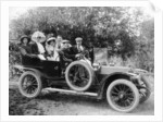 A group of men and women taking an outing in a 1907 Mercedes, 1908 by Unknown