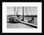 A Citroën 2CV on the quay at a harbour, c1957 by Unknown