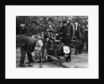 Karl Burlage having his Norton bike weighed for a TT competition by Unknown