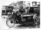 Woman riding a 1929 500cc AJS motorbike, (c1929?) by Unknown
