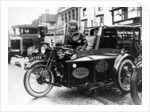 Woman riding a 1929 500cc AJS motorbike, (c1929?) by Unknown