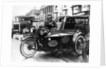 Woman riding a 1929 500cc AJS motorbike, (c1929?) by Unknown