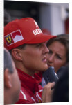Michael Schumacher being interviewed, British Grand Prix, Silverstone, Northamptonshire, 1997 by Unknown