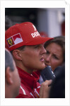 Michael Schumacher being interviewed, British Grand Prix, Silverstone, Northamptonshire, 1997 by Unknown