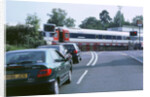 Traffic queue at level crossing in Brockenhurst, Hampshire by Unknown