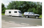 1995 Toyota Landcruiser towing large caravan at speed by Unknown