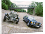 1991 Bentley Turbo R and 1930 Bentley 4.5 blower at Brooklands by Unknown