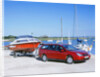 2002 Citroen C5 hdi towing a boat by harbour by Unknown