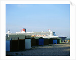 Queen Mary II sails past Beach Huts, Calshot May 2004 by Unknown