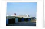Queen Mary II sails past Beach Huts, Calshot May 2004 by Unknown