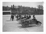 Morris, Morgan and Crouch cars on the start line of a motor race, Brooklands, 1914 by Bill Brunell