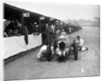 Mechanics working on the MG of Doreen Evans, JCC International Trophy, Brooklands, 1936 by Bill Brunell