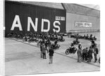 Motorcycles on the start line at the MCC Members Meeting, Brooklands, 10 September 1938 by Bill Brunell