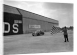 HJ Ripley's SS Jaguar taking the chequered flag, MCC Members Meeting, Brooklands, 10 September 1938 by Bill Brunell