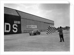 HJ Ripley's SS Jaguar taking the chequered flag, MCC Members Meeting, Brooklands, 10 September 1938 by Bill Brunell