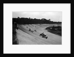 Bentley leading a Barnato-Hassan Special and a Jensen, October Long Handicap, Brooklands, 1938 by Bill Brunell