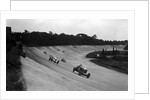 Bentley leading a Barnato-Hassan Special and a Jensen, October Long Handicap, Brooklands, 1938 by Bill Brunell