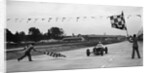Alfa Romeo taking the chequred flag in a race at Brooklands by Bill Brunell