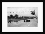 Alfa Romeo taking the chequred flag in a race at Brooklands by Bill Brunell