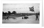 Alfa Romeo taking the chequred flag in a race at Brooklands by Bill Brunell