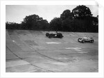 Invicta and Vauxhall 30/98 racing on the banking at an Inter-Club Meeting, Brooklands, 20 June 1931 by Bill Brunell