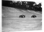 Austin Ulster leading a Windsor on the banking at Brooklands by Bill Brunell