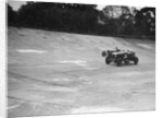 GL Baker's 5954 cc Minerva racing a 1930 Frazer-Nash Sportop on the banking at Brooklands by Bill Brunell