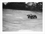 GL Baker's 5954 cc Minerva racing a 1930 Frazer-Nash Sportop on the banking at Brooklands by Bill Brunell