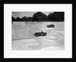 MG C type and Amilcar C6 racing on the banking at Brooklands by Bill Brunell
