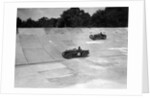 MG C type and Amilcar C6 racing on the banking at Brooklands by Bill Brunell