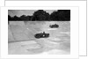 MG C type and Amilcar C6 racing on the banking at Brooklands by Bill Brunell