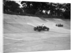 Vauxhall 30/98 and Bugatti Type 37 racing on the banking at Brooklands by Bill Brunell