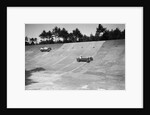 Two Bugatti Type 35s racing on the Members Banking at Brooklands by Bill Brunell