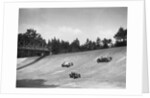 Lea-Francis 1496 cc, MG M type and Invicta 4467 cc racing on the Members Banking at Brooklands by Bill Brunell