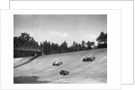 Lea-Francis 1496 cc, MG M type and Invicta 4467 cc racing on the Members Banking at Brooklands by Bill Brunell