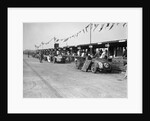 Talbot 105 and Lea-Francis cars in the pits at the JCC Double Twelve race, Brooklands, 8/9 May 1931 by Bill Brunell