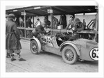 MG C type of TVG Selby and G Hendy in the pits at the JCC Double Twelve race, Brooklands, May 1931 by Bill Brunell