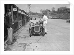 J Reeves and HHB Beacon's Austin Ulster in the pits, JCC Double Twelve race, Brooklands, 1931 by Bill Brunell