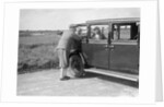 Hugh McConnell, Sammy Davis and Mrs Davis with an Austin 20/6 landaulette at Brooklands, 1931 by Bill Brunell