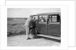 Hugh McConnell, Sammy Davis and Mrs Davis with an Austin 20/6 landaulette at Brooklands, 1931 by Bill Brunell