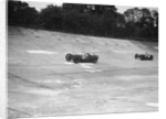 Two Riley 9 Brooklands racing on the banking at a JCC Members Day, Brooklands by Bill Brunell