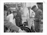 People examining Leon Cushman's Austin 7 racer at Brooklands for a speed record attempt, 1931 by Bill Brunell