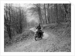 Motorcycle ridden by RD Quincy competing in the Inter-Varsity Trial, November 1931 by Bill Brunell