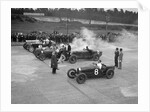 Cars on the start line at a BARC meeting, Brooklands, 1930 by Bill Brunell