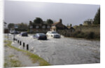 Vehicles on Flooded road at Beaulieu 2008 by Unknown