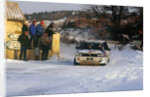 Juha Kankkunen in Lancia Delta HF during 1987 Monte Carlo Rally. He finished 2nd overall by Unknown