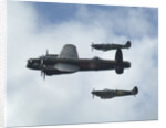 2011 Goodwood Revival Meeting, Lancaster bomber and 2 Spitfires in aerial display by Unknown