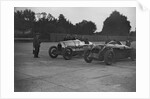 Delage of J Taylor and Bentley of Dudley Froy, Surbiton Motor Club race meeting, Brooklands, 1928 by Bill Brunell