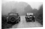 Triumph of J Cramer-Parry passing an official's Riley, MCC Exeter Trial, Blackhill, Dorset, 1930 by Bill Brunell