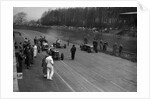 MG Q type, Frazer-Nash Shelsley and Bugatti Type 51 on the starting grid at Donington Park, 1930s by Bill Brunell